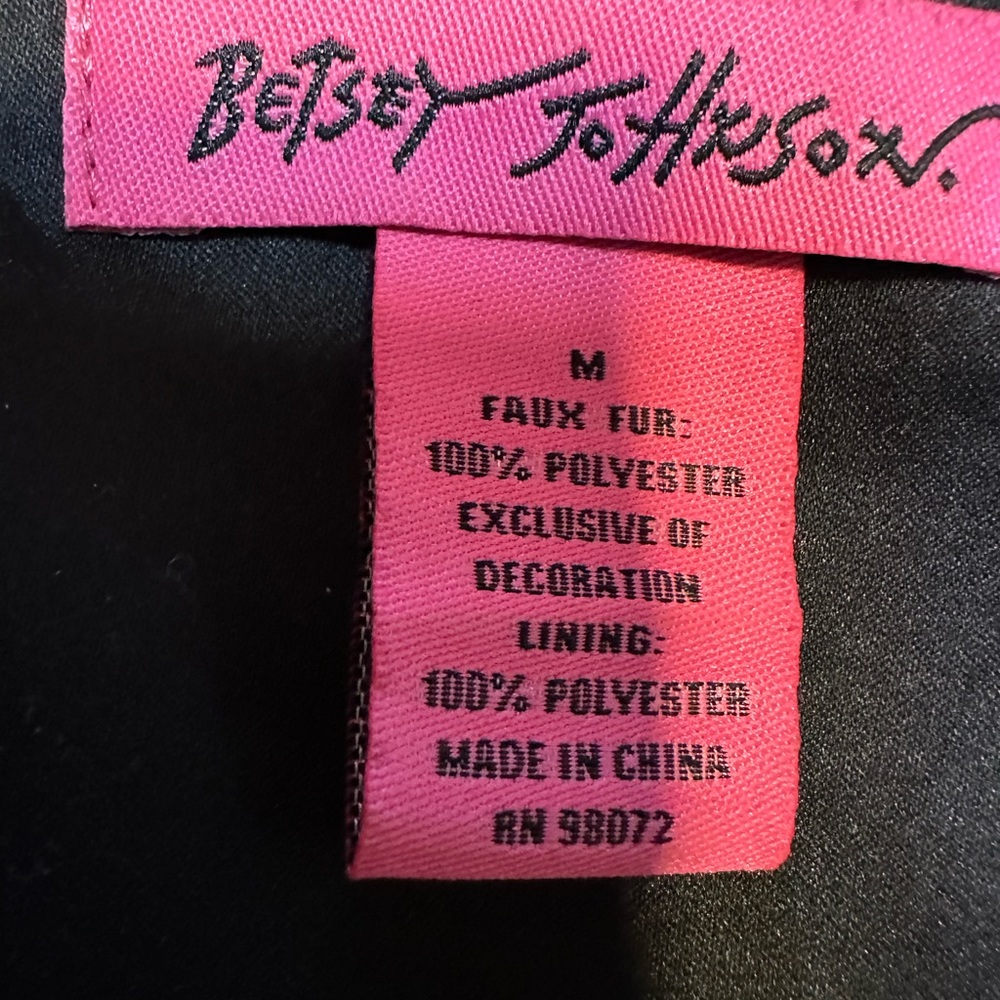 Faux black fur Betsy Johnson vest